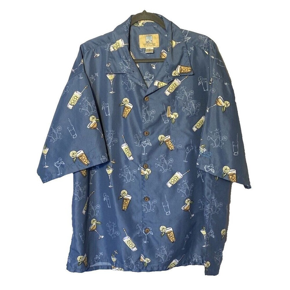 Coconut Pier Top Image USA Mens XL Hawaiian Button Up Shirt Cocktails Eldorado